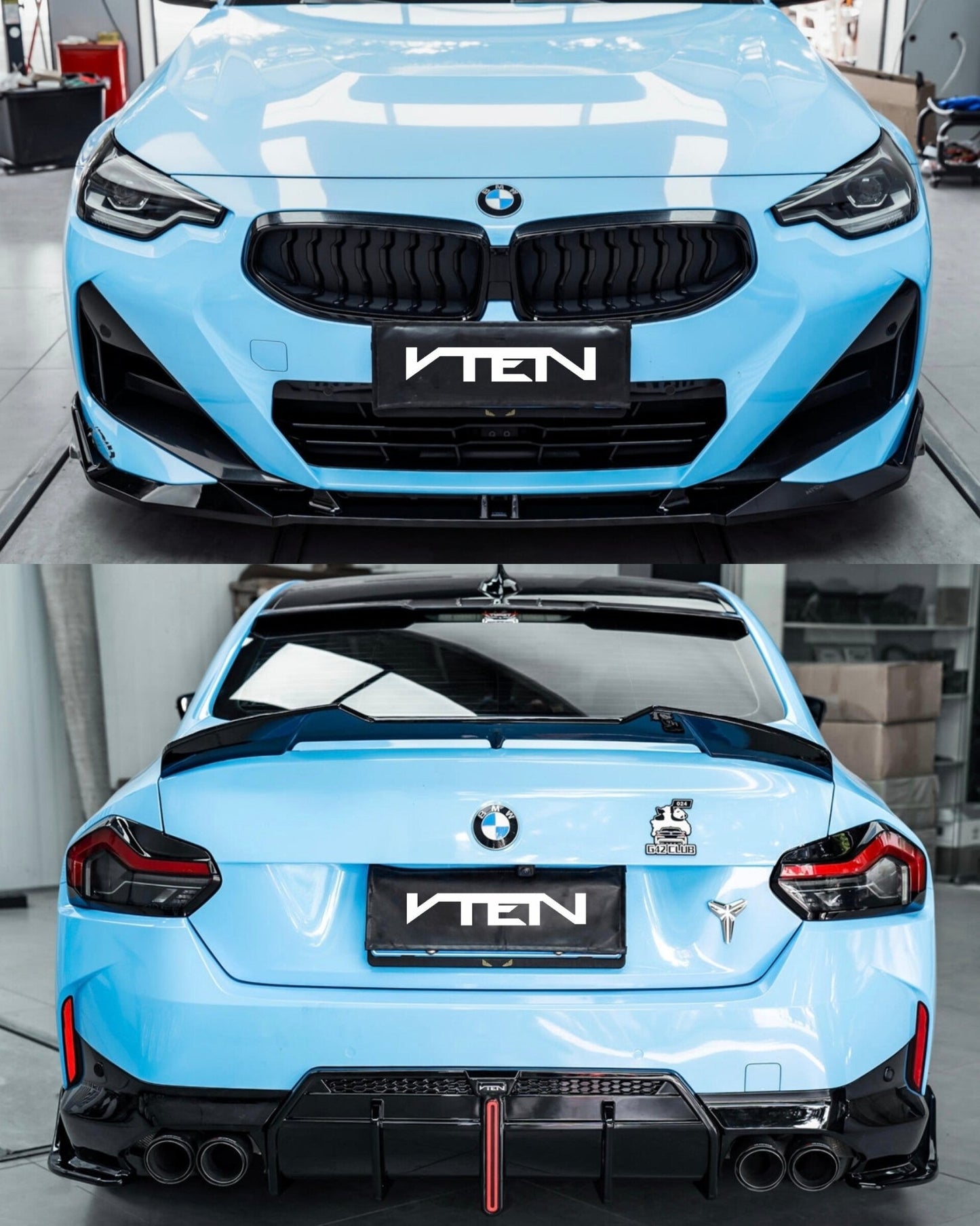 BMW 2 SERIES G42 2022+ PP GLOSS BLACK FULL BODY KIT - VTEN EUROPE