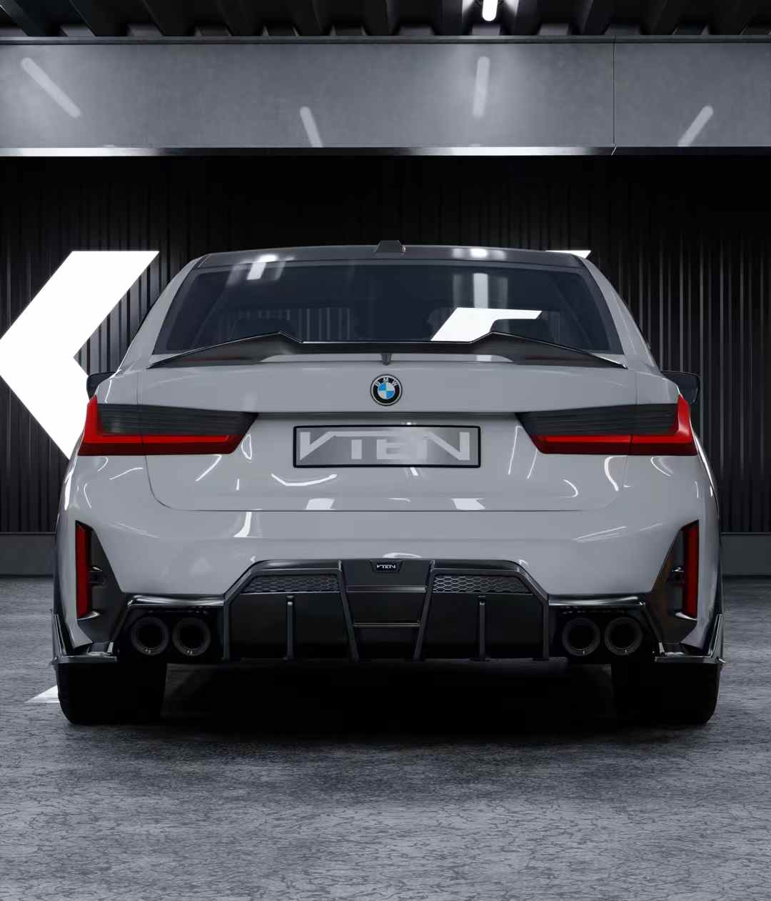 BMW 3 SERIES G20 LCI 2023+ GLOSS BLACK REAR DIFFUSER V2 - VTEN EUROPE