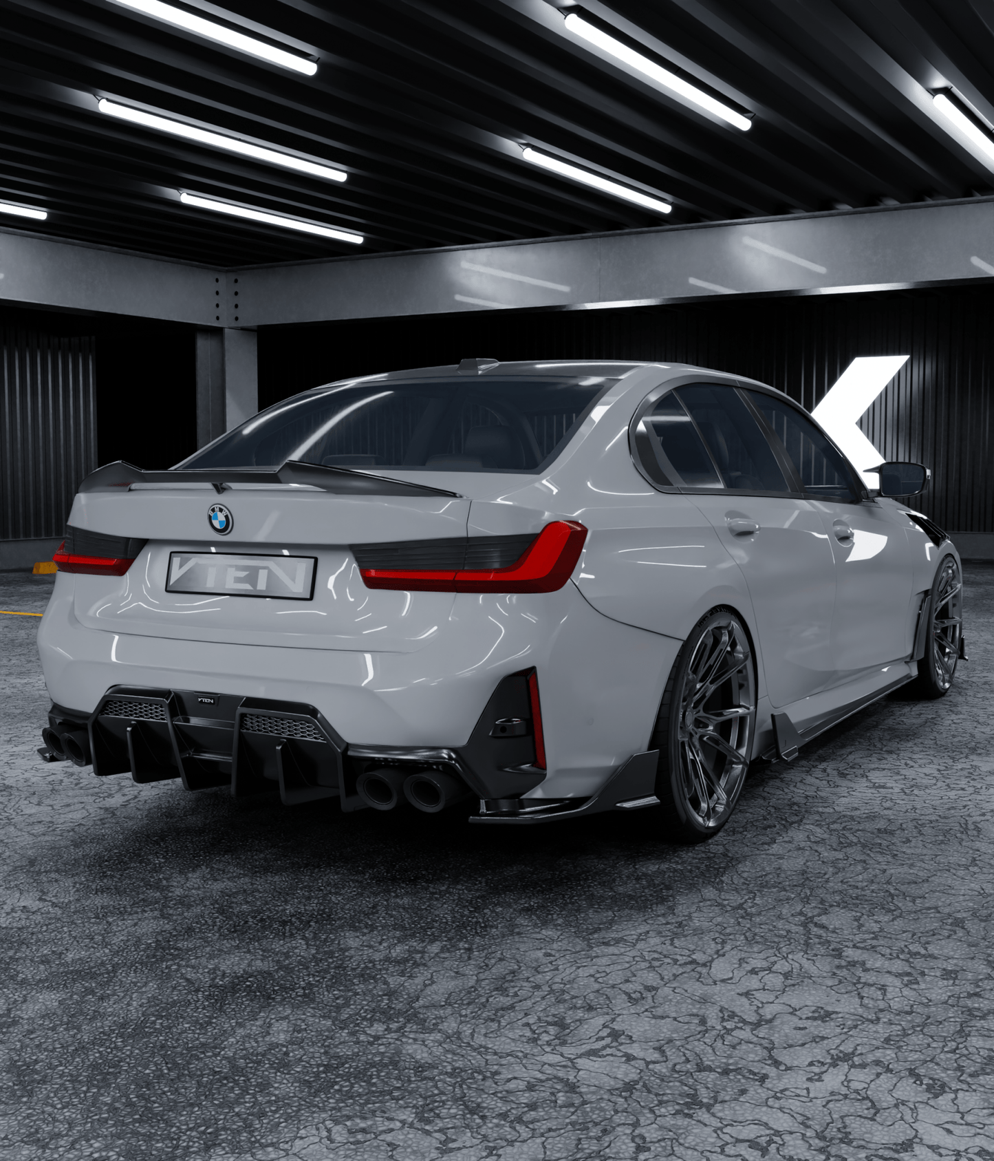 BMW 3 SERIES G20 LCI 2023+ GLOSS BLACK REAR DIFFUSER V2 - VTEN EUROPE