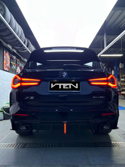 BMW X3 G01 LCI 2022+ GLOSS BLACK LED REAR DIFFUSER - VTEN EUROPE