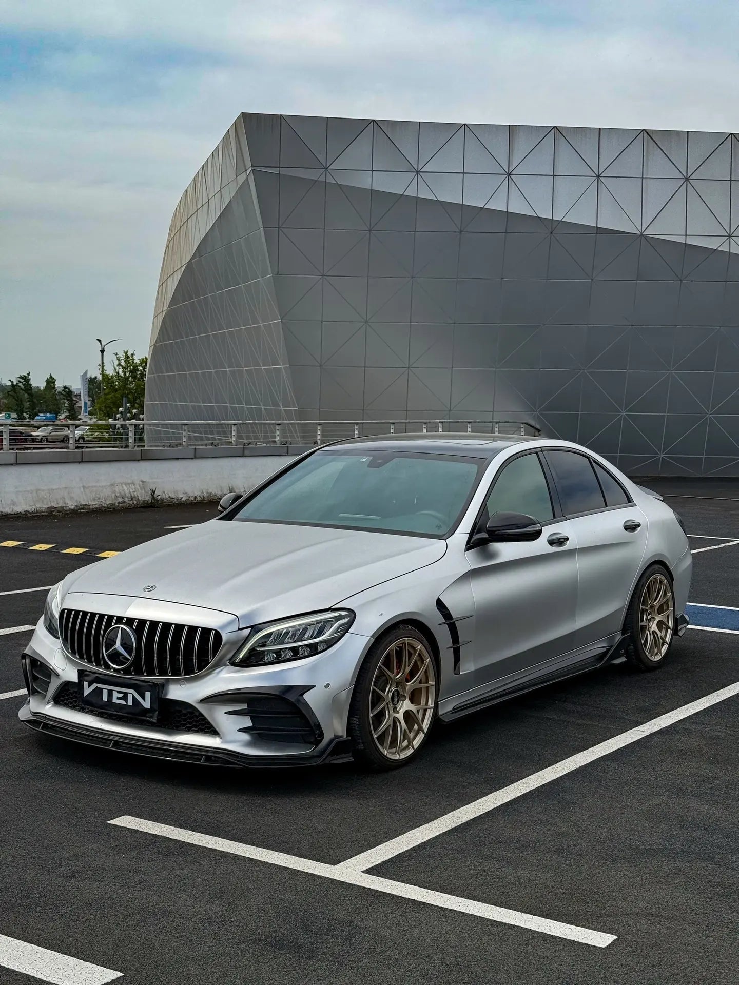 MERCEDES BENZ C CLASS W205 SEDAN GLOSS BLACK PP FRONT CANARDS - VTEN EUROPE