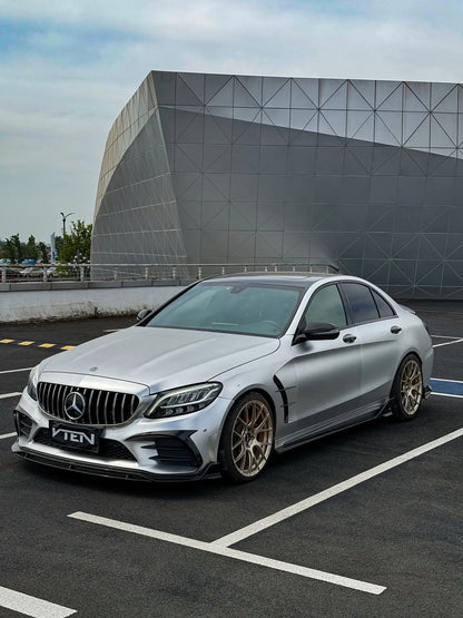 MERCEDES BENZ C CLASS W205 SEDAN GLOSS BLACK PP FRONT CANARDS - VTEN EUROPE