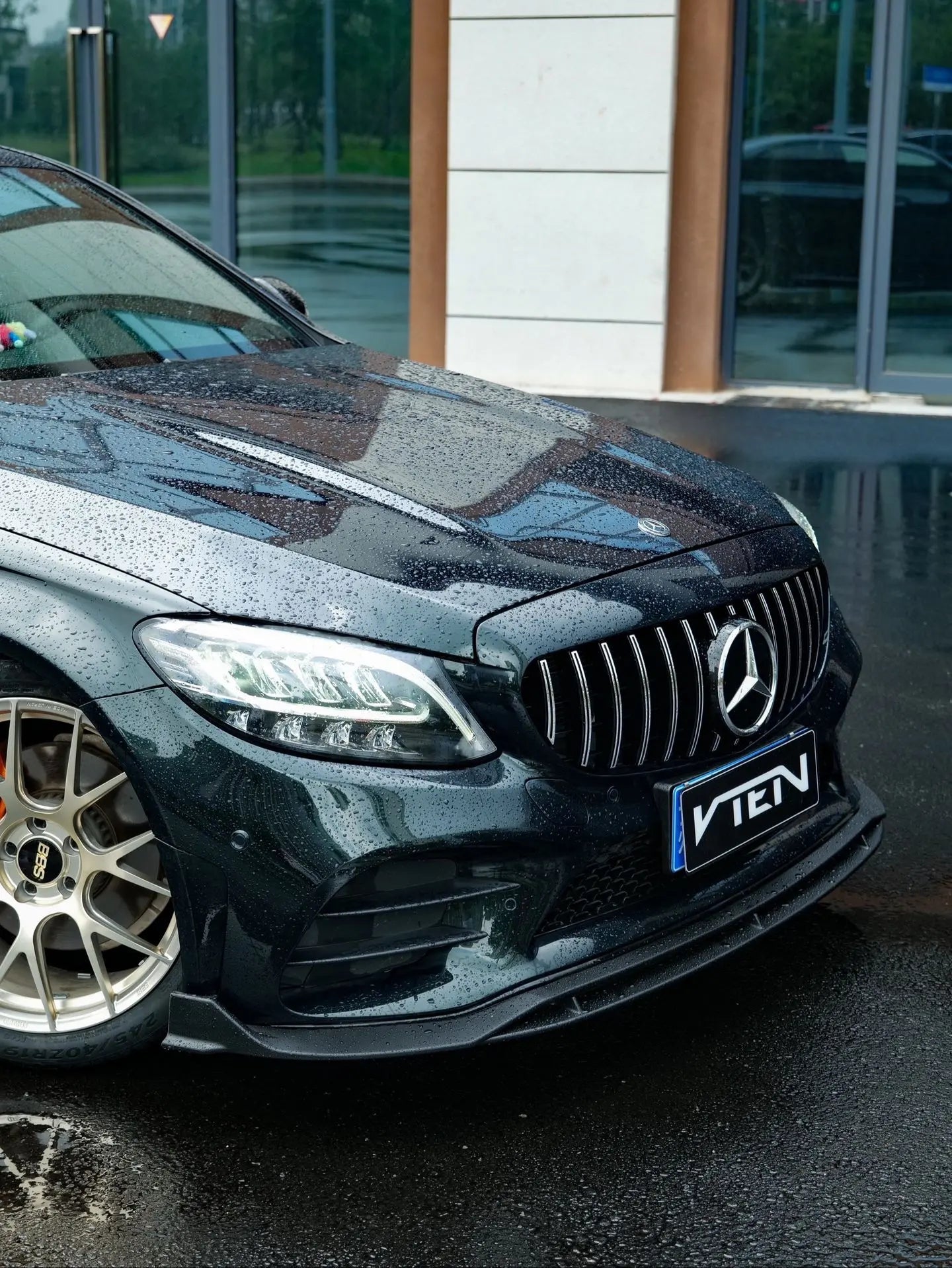 MERCEDES BENZ C CLASS W205 SEDAN GLOSS BLACK PP FRONT LIP - VTEN EUROPE