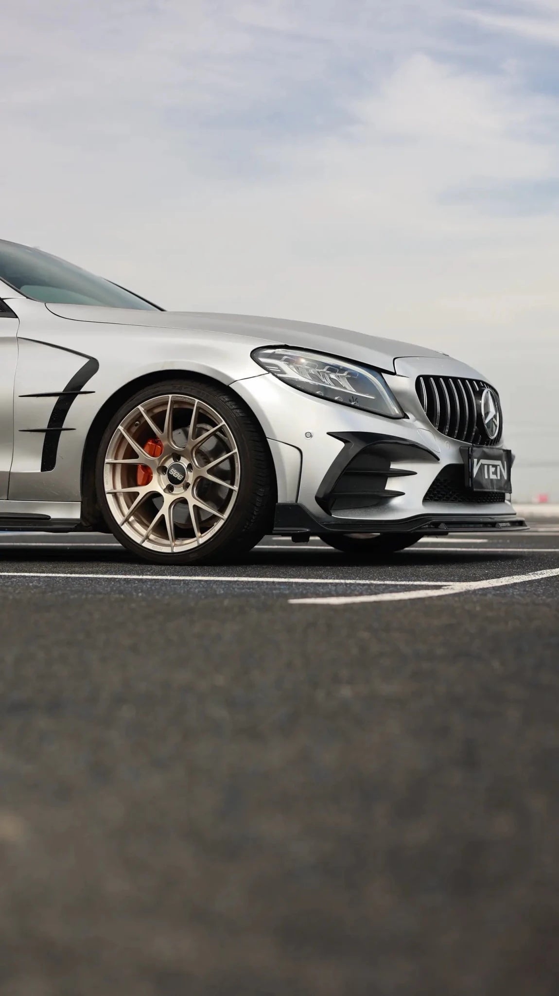 MERCEDES BENZ C CLASS W205 SEDAN GLOSS BLACK PP FRONT LIP - VTEN EUROPE