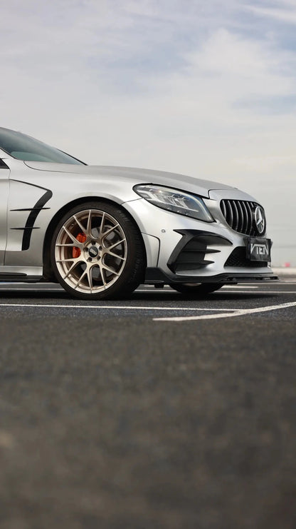 MERCEDES BENZ C CLASS W205 SEDAN GLOSS BLACK PP FRONT LIP - VTEN EUROPE