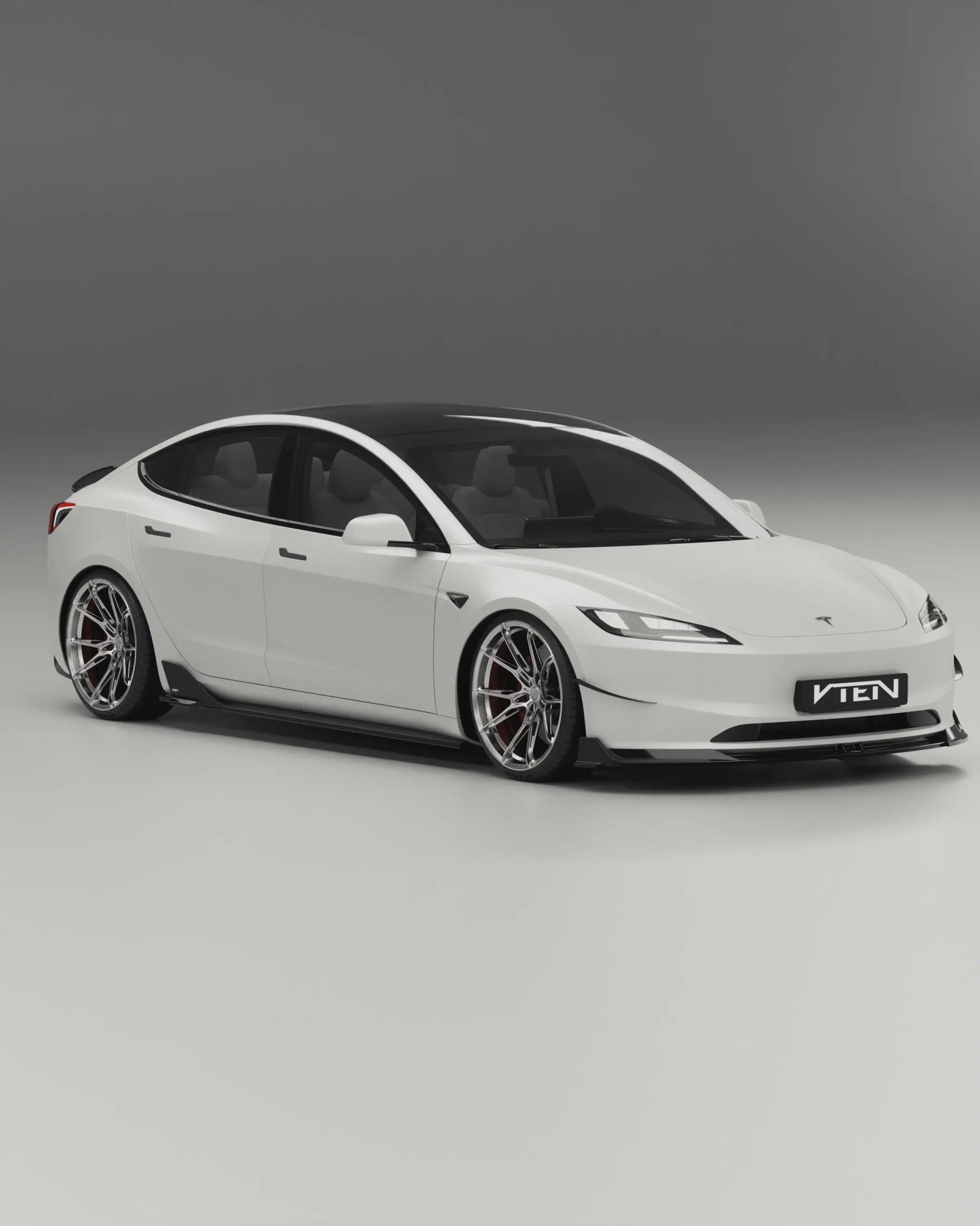TESLA MODEL 3 HIGHLAND 2023+ PP GLOSS BLACK FRONT LIP - VTEN EUROPE