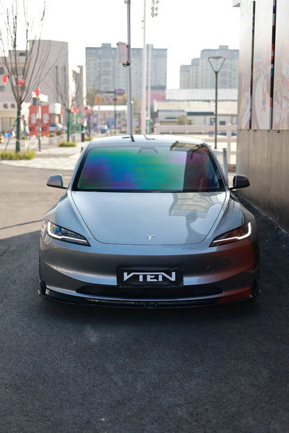 TESLA MODEL 3 HIGHLAND 2023+ PP GLOSS BLACK FRONT LIP - VTEN EUROPE