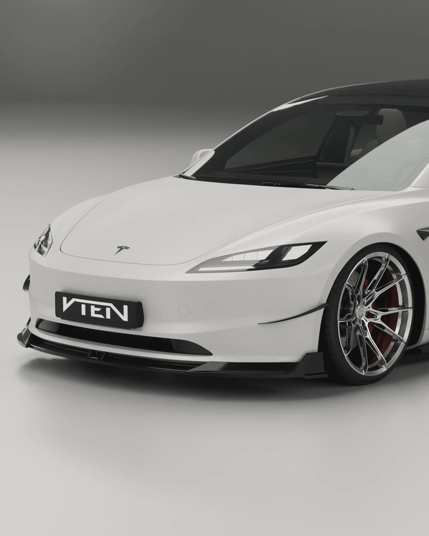 TESLA MODEL 3 HIGHLAND 2023+ PP GLOSS BLACK FRONT LIP - VTEN EUROPE