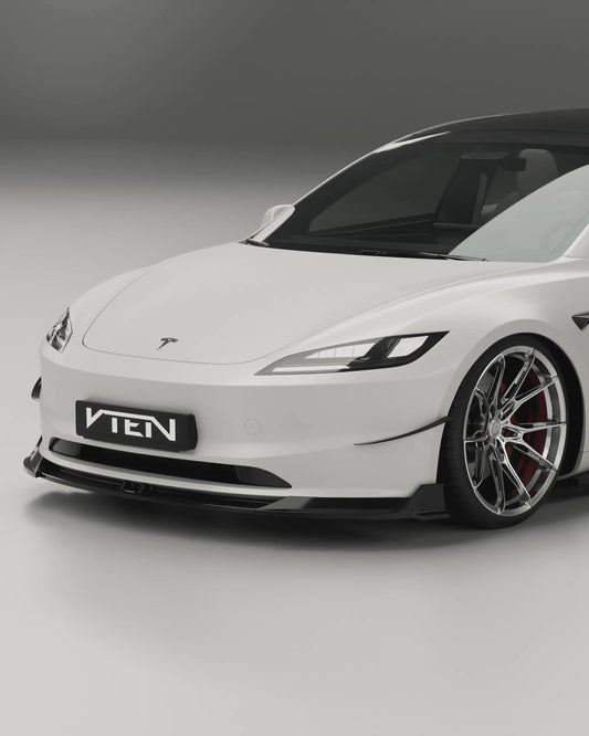 TESLA MODEL 3 HIGHLAND 2023+ PP GLOSS BLACK FRONT LIP - VTEN EUROPE