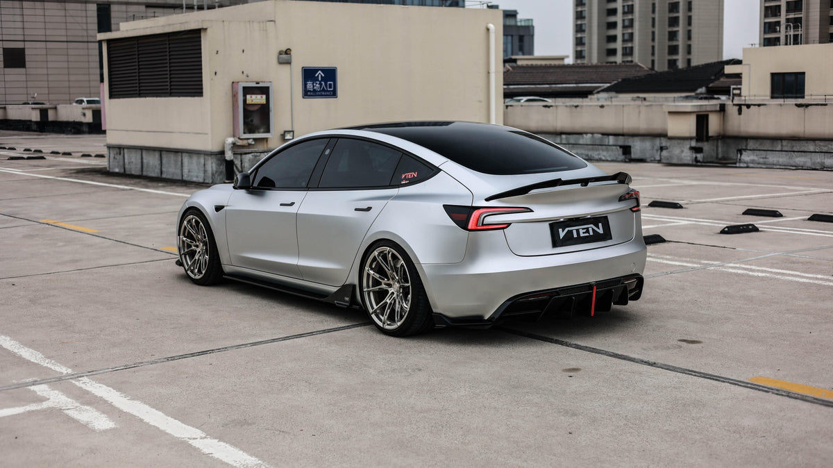 TESLA MODEL 3 HIGHLAND 2023+ PP GLOSS BLACK SIDE SKIRTS - VTEN EUROPE